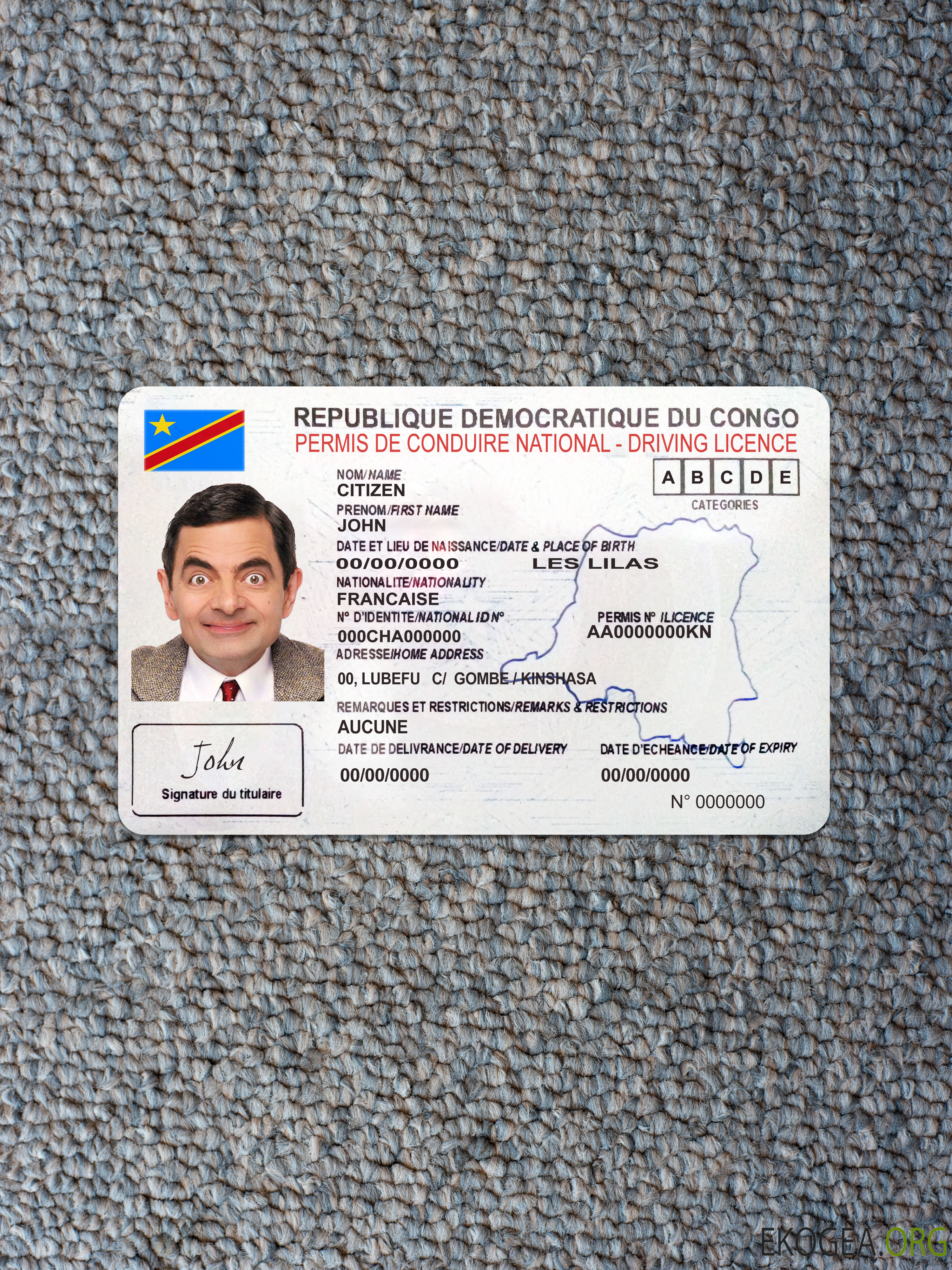 Photolook recto du permis de conduire national du Congo